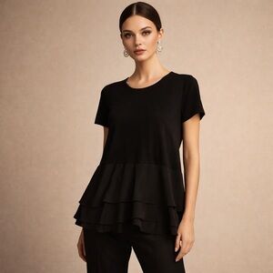 Michael Kors Black Layered Ruffle Blouse